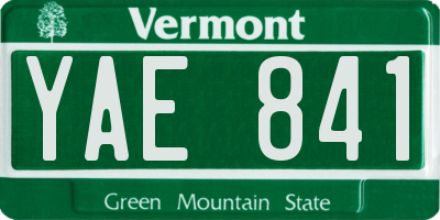 VT license plate YAE841