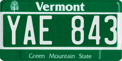 VT license plate YAE843