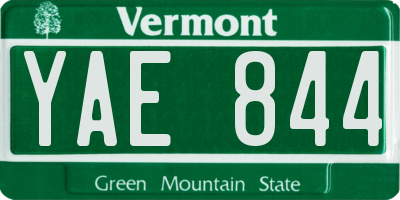 VT license plate YAE844