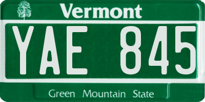 VT license plate YAE845