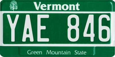 VT license plate YAE846