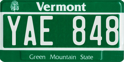 VT license plate YAE848