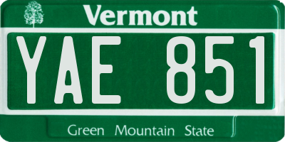 VT license plate YAE851