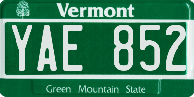 VT license plate YAE852