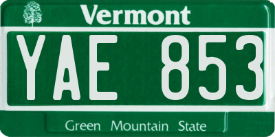 VT license plate YAE853