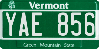 VT license plate YAE856
