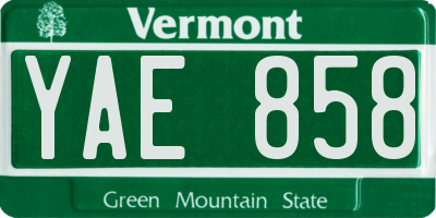 VT license plate YAE858