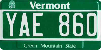 VT license plate YAE860