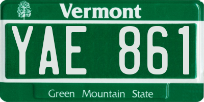 VT license plate YAE861