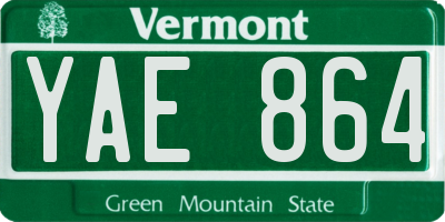 VT license plate YAE864