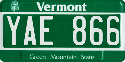 VT license plate YAE866