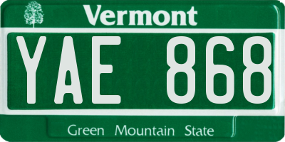 VT license plate YAE868
