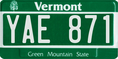 VT license plate YAE871
