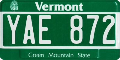 VT license plate YAE872