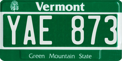 VT license plate YAE873
