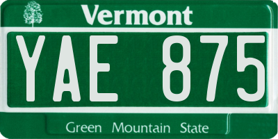 VT license plate YAE875