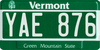 VT license plate YAE876