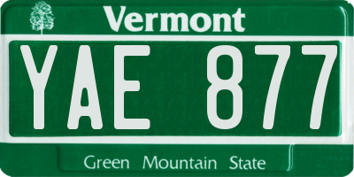 VT license plate YAE877