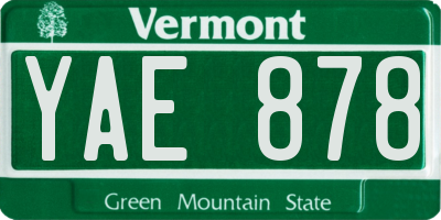 VT license plate YAE878