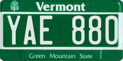 VT license plate YAE880