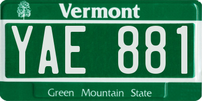 VT license plate YAE881