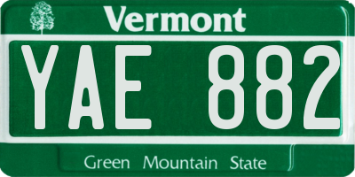 VT license plate YAE882