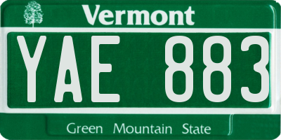 VT license plate YAE883