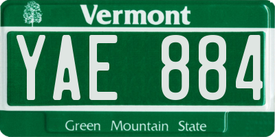 VT license plate YAE884