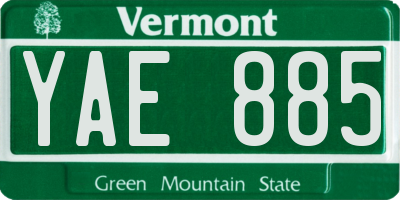 VT license plate YAE885