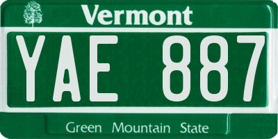 VT license plate YAE887