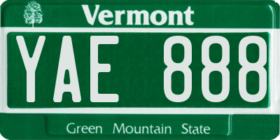 VT license plate YAE888