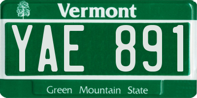 VT license plate YAE891