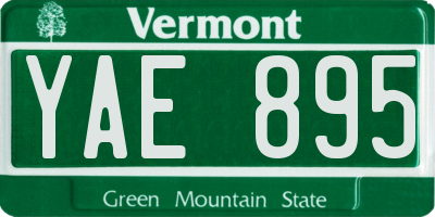 VT license plate YAE895