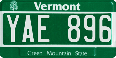 VT license plate YAE896