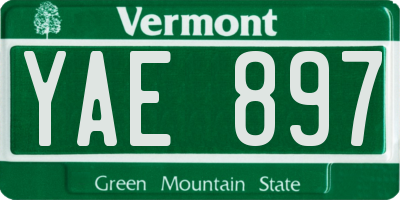 VT license plate YAE897