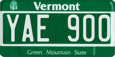 VT license plate YAE900