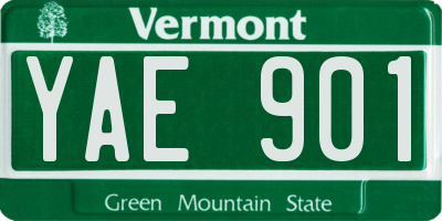 VT license plate YAE901