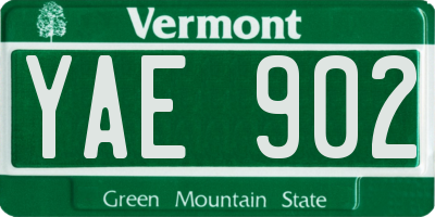 VT license plate YAE902
