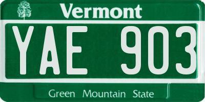 VT license plate YAE903