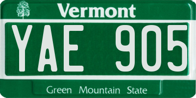 VT license plate YAE905