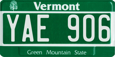 VT license plate YAE906
