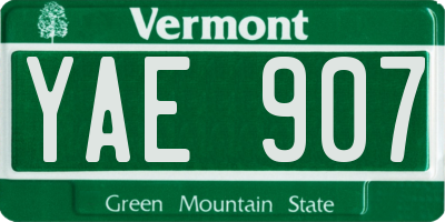 VT license plate YAE907