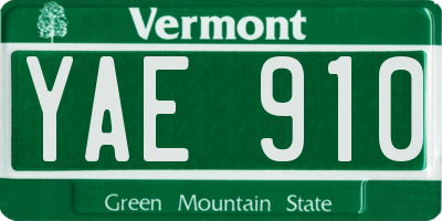 VT license plate YAE910