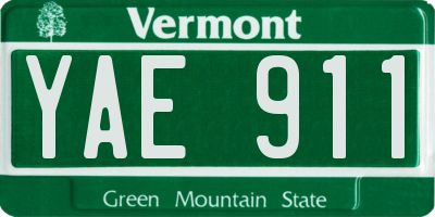 VT license plate YAE911