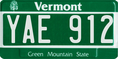 VT license plate YAE912