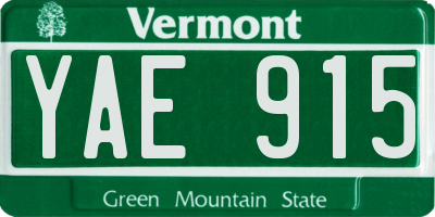 VT license plate YAE915