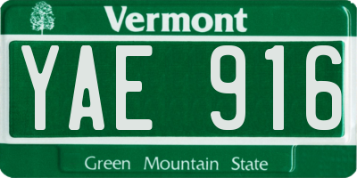 VT license plate YAE916