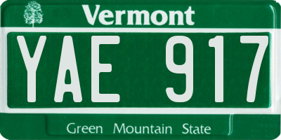 VT license plate YAE917