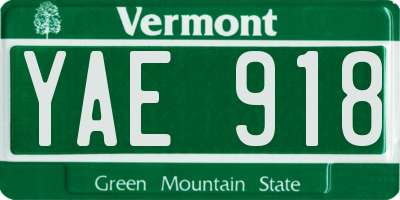 VT license plate YAE918