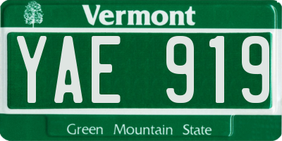 VT license plate YAE919